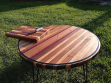 Truhlárna ve stodole – Kulatý luxusní konferenční stolek z exotických dřevin – 1