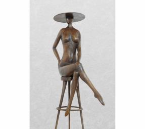 Barbora Fausová – Dáma na židličce - bronzová socha - originál, umění, limitovaná edice