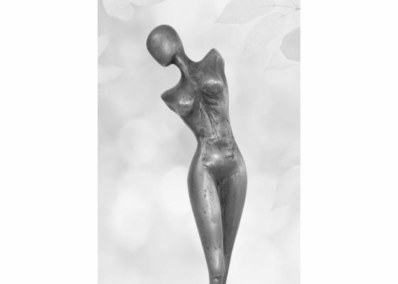 Barbora Fausová – Dívka - torzo, cínová socha, originální soška, ženský akt, kov, umění