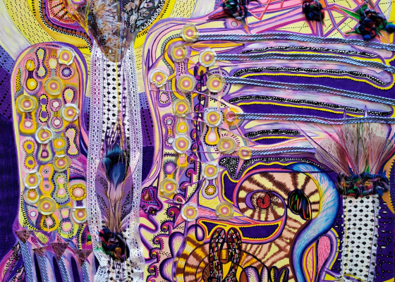 Lucie Hrušková – Labutí královna, komb. tech. , 100x70.