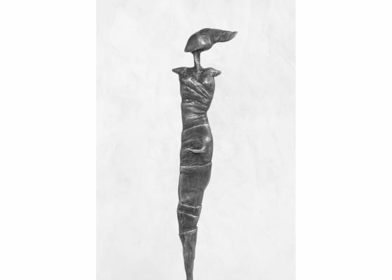 Barbora Fausová – Ledová královna, cínová socha kov, umění, malá kovová socha, moderní 